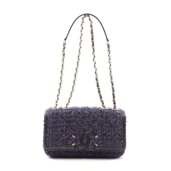 Chanel CC Filigree Shoulder Bag Fabric Exotic Leather - Picture 1 of 6